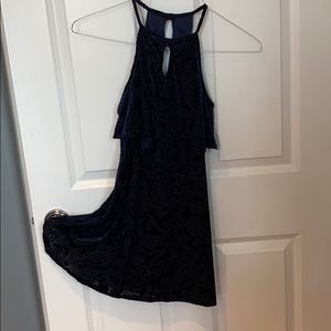 Mia and Chica Navy Velvet Dress